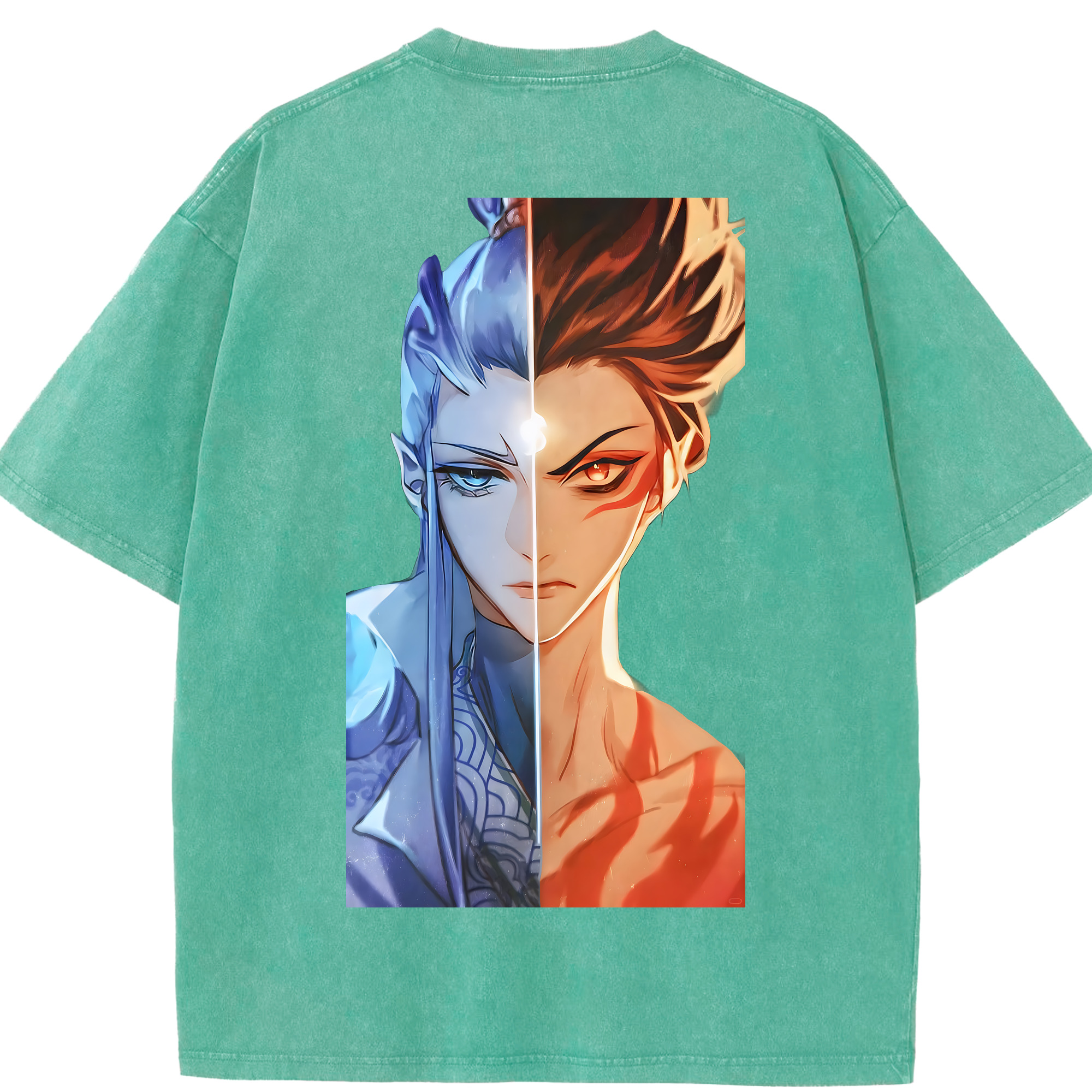 （画像用） Ne Zha 2 ナタ 魔童の大暴れ 綿100% ヴィンテージ風 半袖Tシャツ（背面プリント）